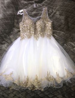 Size XS white &’ gold dress