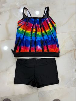Womens Black Multicolor Paint Splash Outfit Size XL