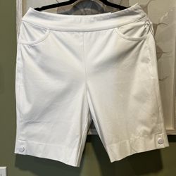 Soft Surroundings Superla Stretch Bermuda Shorts White Medium 10-12