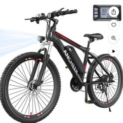 $200 Off- ANCHEER Gladiator 500W 26" Electric Bike for Adults, Electric Mountain Bike with 2.1 Inch eMTB Tire, 48V 10.4Ah Battery, 3H Fast Charge,