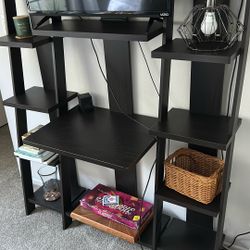 Wall Shelving Unit With Center Desk Shelf