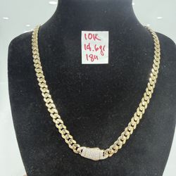 10K Yellow Gold Monaco Chain For Wedding 14.6Gr 18 Inches Long 