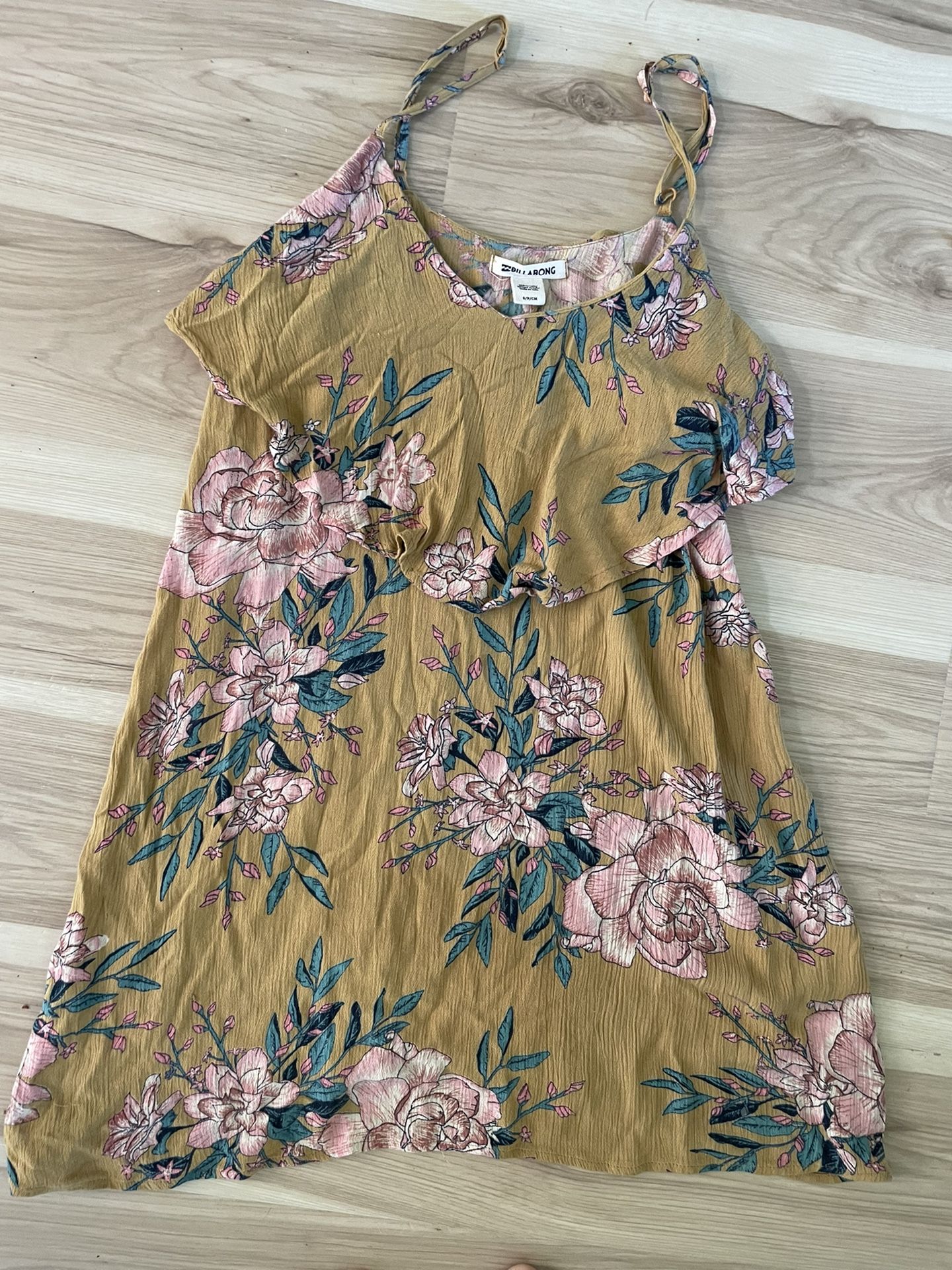 Billabong Yellow Floral Print Dress Size Small