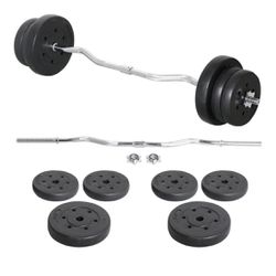 Yaheetech Olympic Curl Bar with 25kg Weight Plates