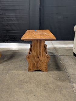 Rustic Brown Wood End Table with Magazine Rack