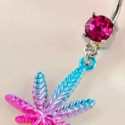 Multicolor Leaf Belly Piercing 