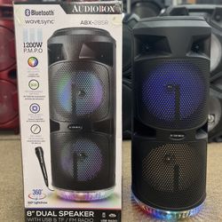 🔥LABOR DAY SPECIAL🔥1200W 8” DUAL RECHARGEABLE SPEAKER WITH MICROPHONE