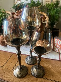 Candle Holders x3 Bronze Color