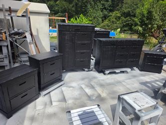 Black Dresser, Chest, and 3 Nightstands
