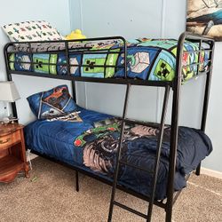 Twin Bunk Bed with Mattresses and Bedding