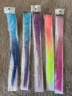 colors hair extensions featuring silver tinsel strands