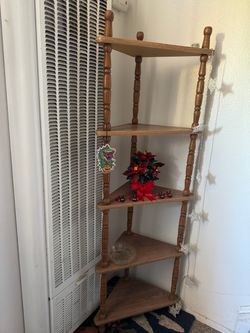Wood Corner Shelf Unit 5 Tier
