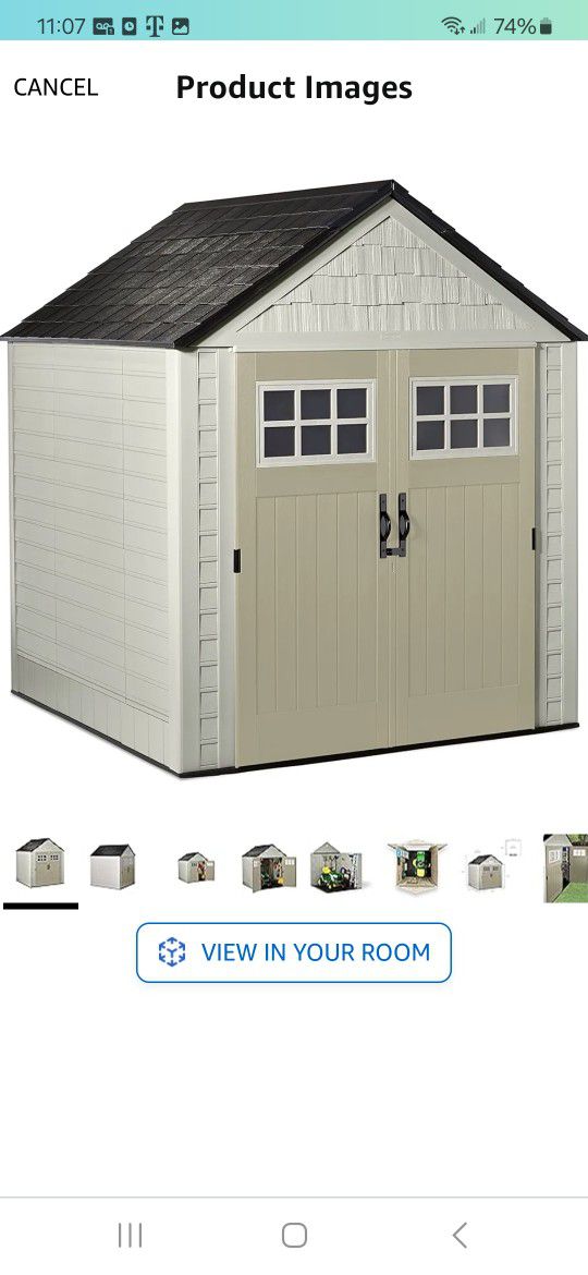Rubbermaid 7 x 7 Foot Durable Weatherproof Resin Outdoor Storage Shed for Garden Tool and Lawn Machinery Organization, Sandstone
New in box
800$ cash 