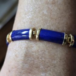 7 Inch 'Good Luck' Lapis 14k Bracelet 