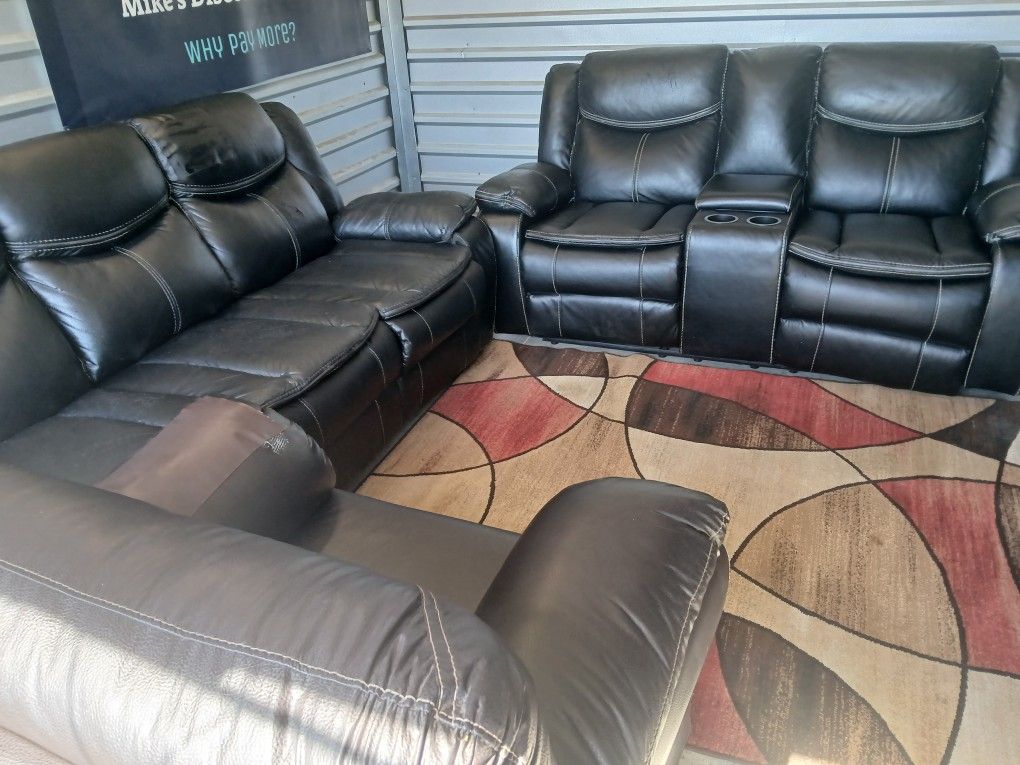 💥✨️Black Leather Recliners w/ Chair 💥
