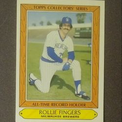 1985 Topps Rollie Fingers Milwaukee Brewers #10 Roland Glen All-Time Record Holder Collector's Series Baseball Card Vintage Collectible Sports MLB