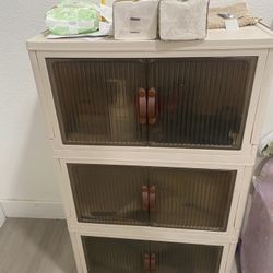 NEW 3-Tier Storage Cabinet with Doors & Wheels | Modern Organizer | Easy Assembly