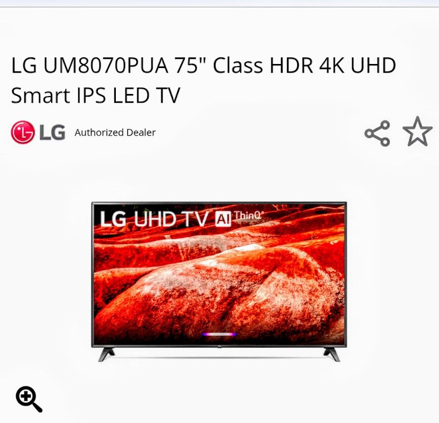 75 Inch LG Web OS 4K UHD