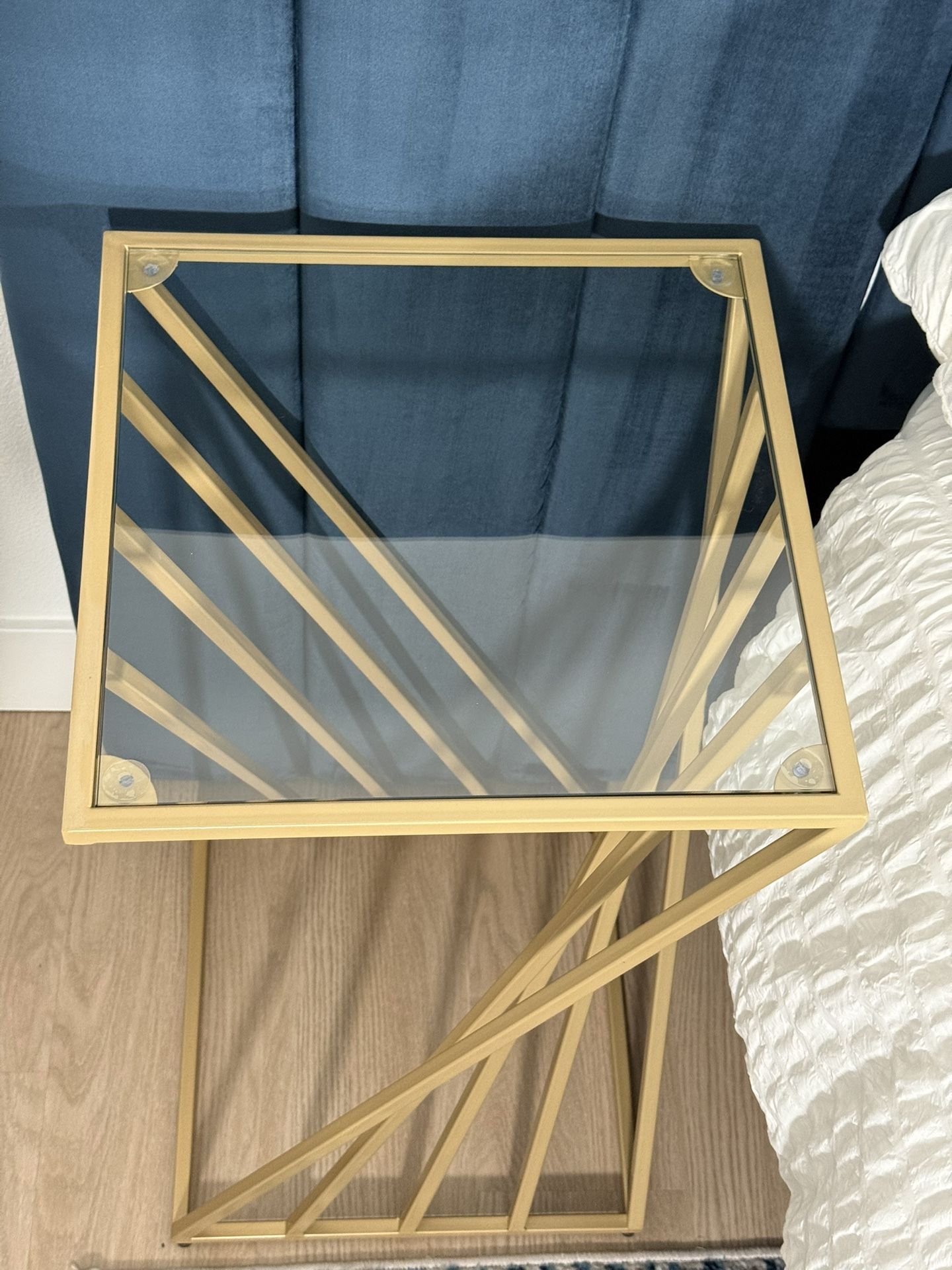 2 Gold & Glass Elias End Tables