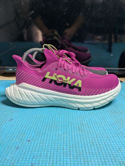 Hoka One One Carbon X 3 Womens Size 9B Pink Black Blue Running Shoes Sneakers