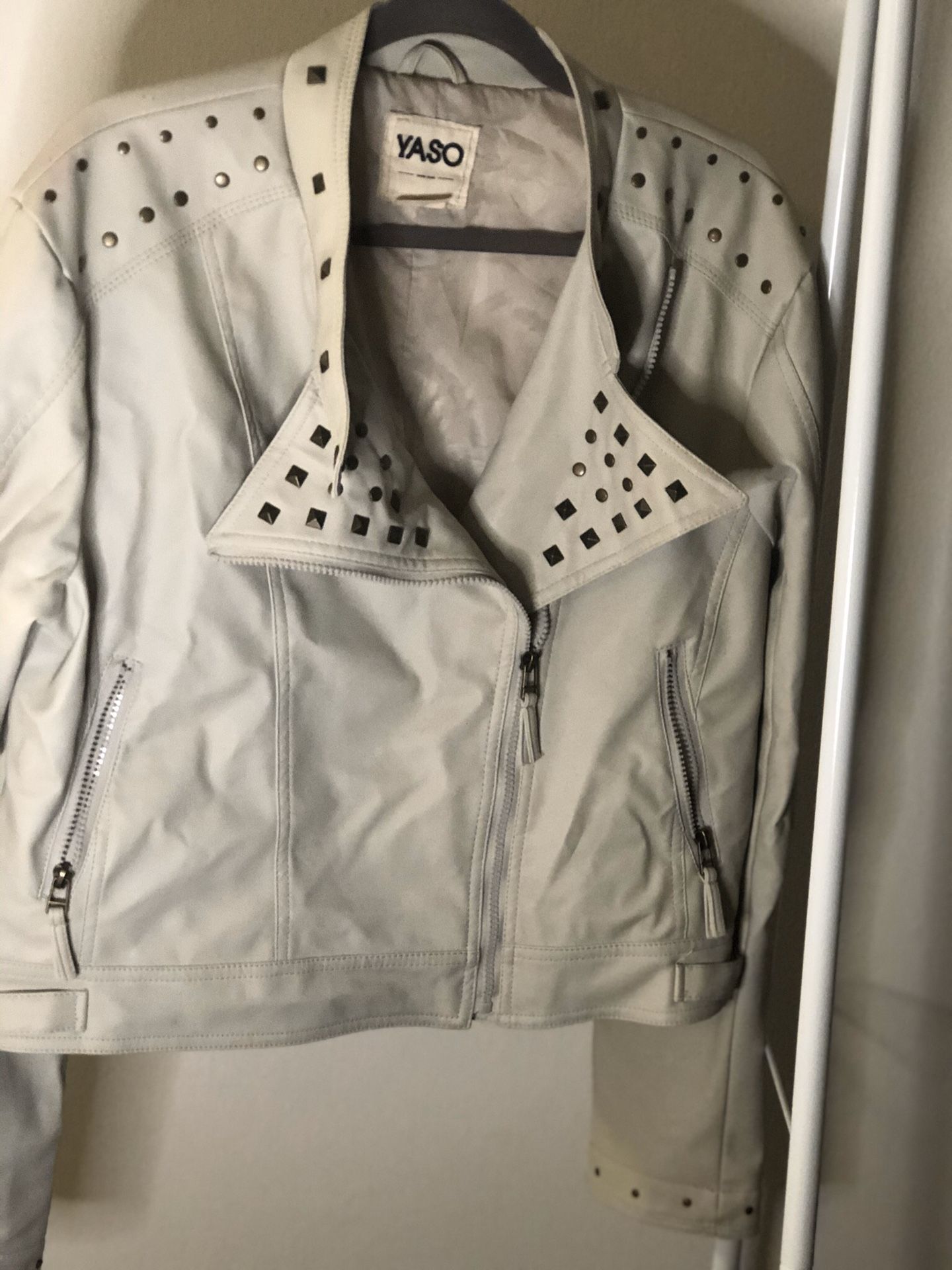 YASO Cream Leather Jacket