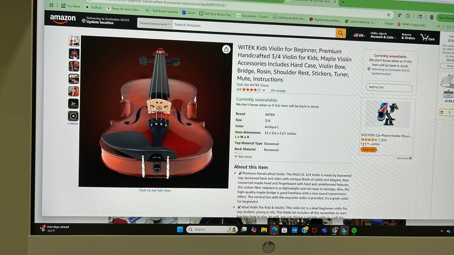 WITEK Violin For beginners / Case And Bow Included