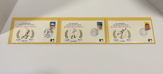 St. Vincent Baseball Hall of Fame First Day Cover Booklet- Babe Ruth, Lou Gehrig, & Ty Cobb