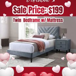 Twin Bedframe W Classic Mattress