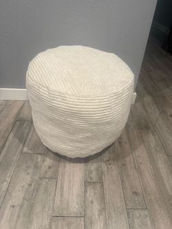 White Textured Pouf