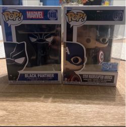 Funko Pop Marvel Black Panther #1418 & Captain America #1512