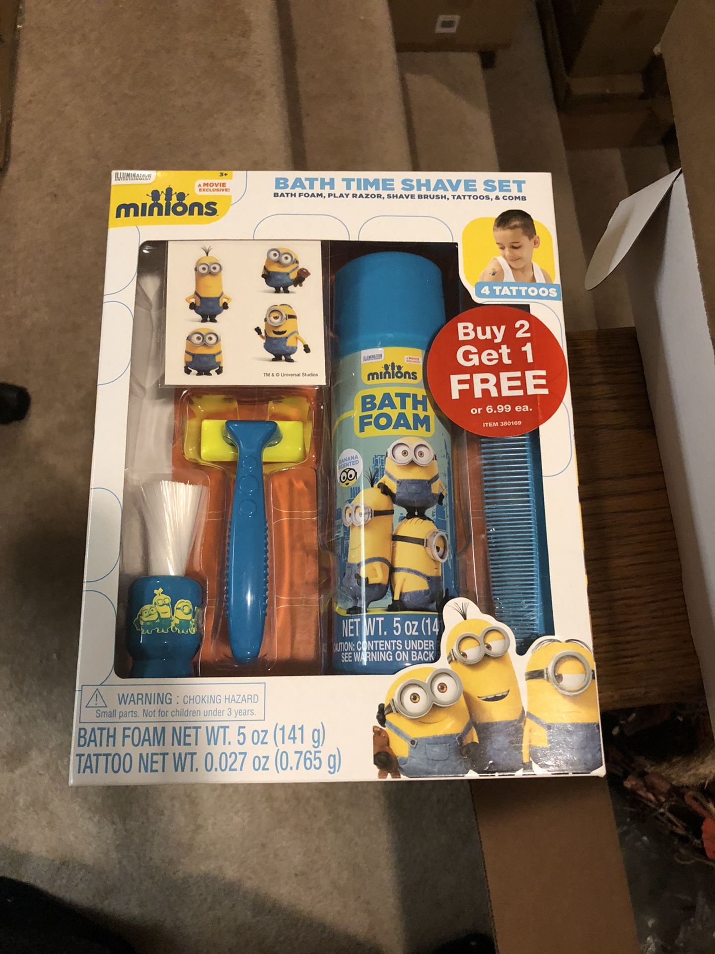 Minions bath time shave set comb bath foam razor kids movie