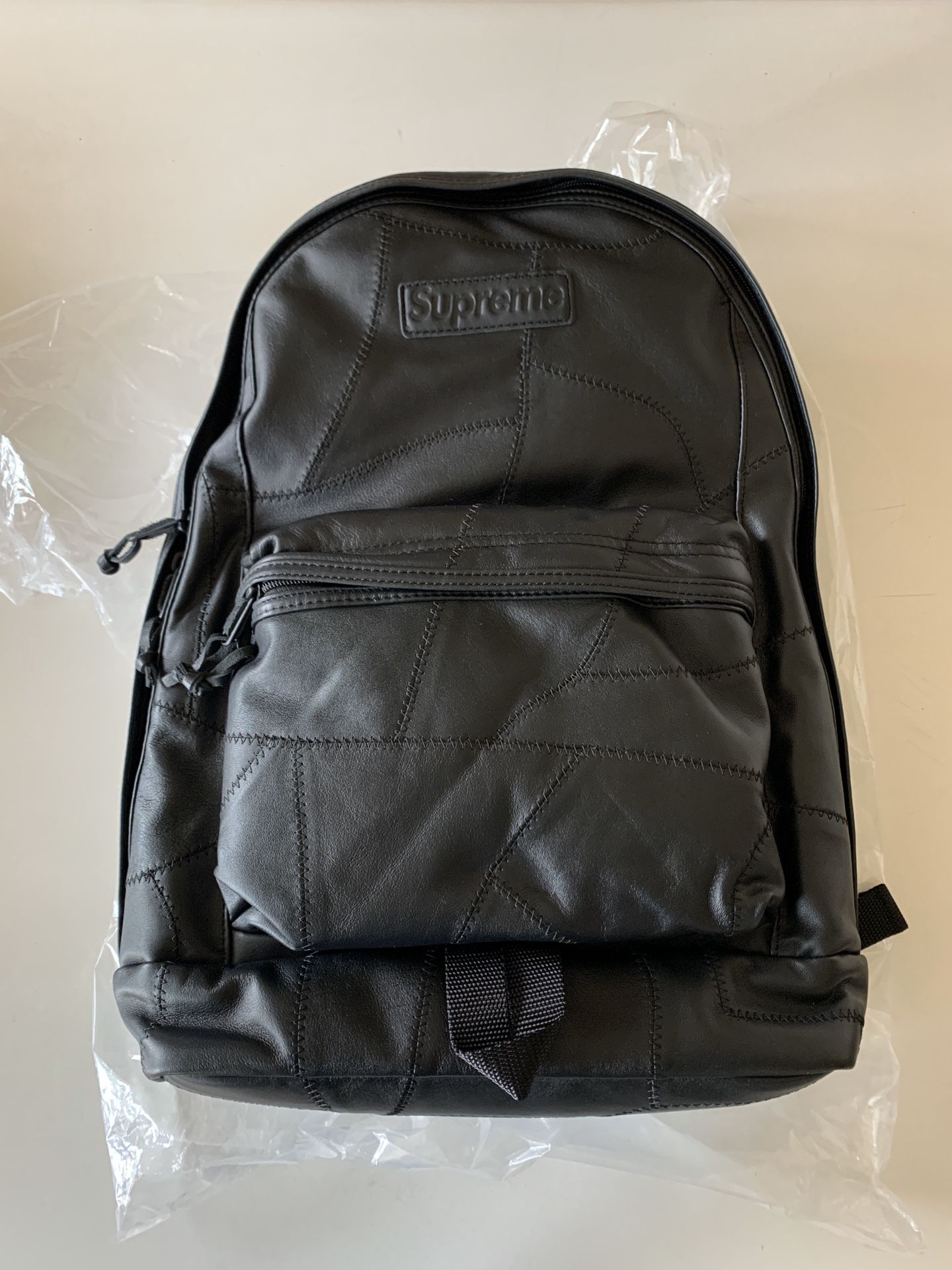 Supreme F/W19 leather patchwork backpack