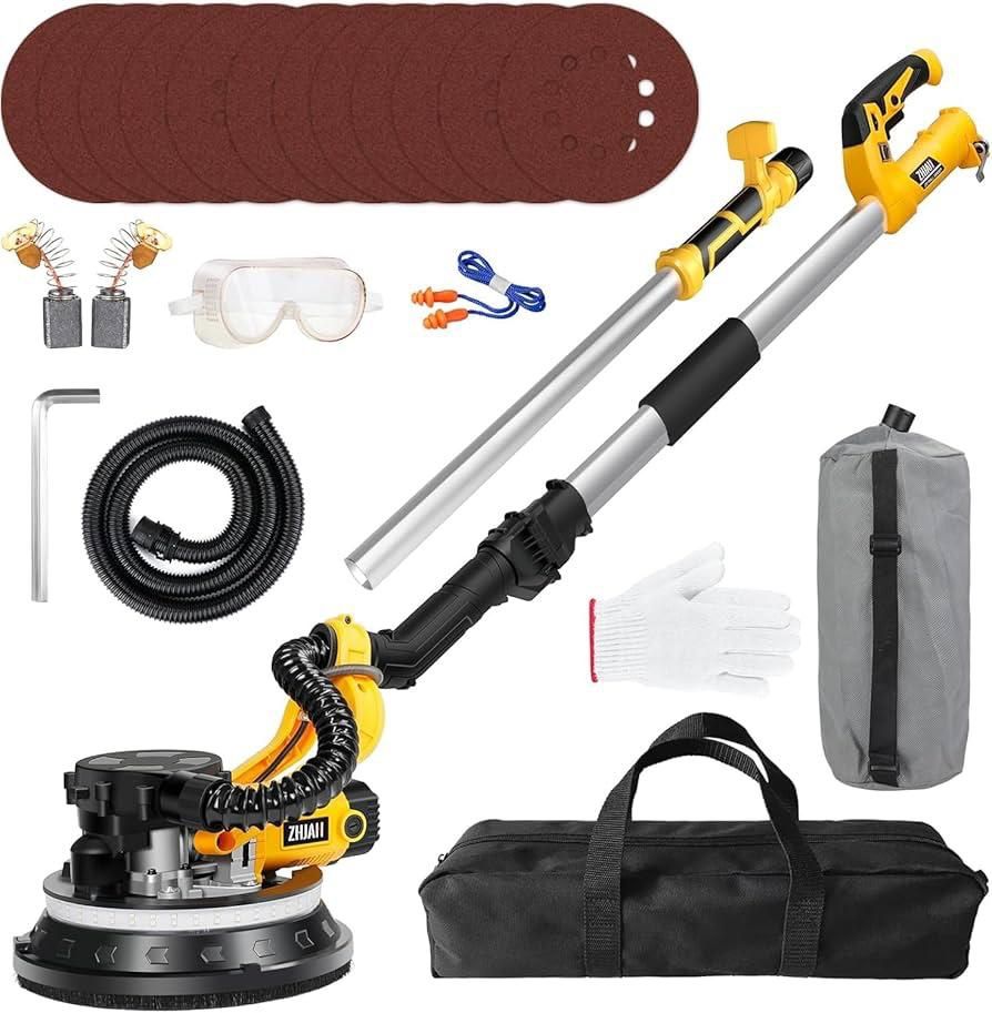 Drywall sander with automatic vacuum system dust-free (880 W), double-cover LED light sander, 5 variable speeds, electric drywall sander ,230vlts