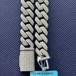 Sterling Silver Moissanite 13mm Square Cuban Chain