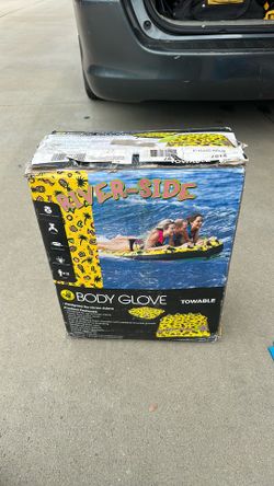 Body Glove River-Side 3 Person Yellow Water Skiing Inflatable Towable Tube