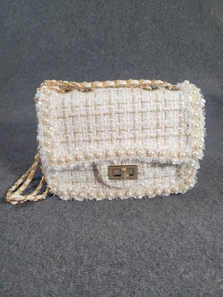 Women’s Tweed Checkered Crossbody Shoulder Bag – Stylish & Classic