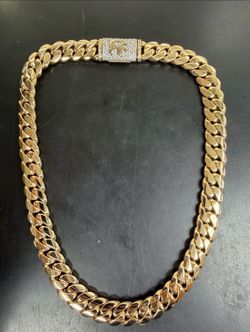 10K Cuban link chain diamond flip clasp 22 inches