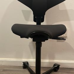 HAG Capisco Adjustable Standing Desk Chair - Black Frame - Eco Polyester Black Seat