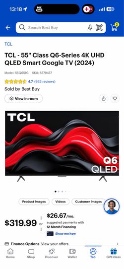 NEW IN BOX! 55" TCL Q6 QLED 4K Smart TV - Factory Sealed!