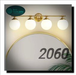 ✨ ROYOGALE 32” Gold 4-Light Bathroom Vanity Light – Modern Over Mirror Fixture w/ Frosted Glass