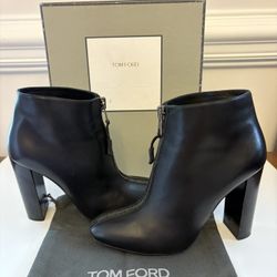Tom Ford Black Leather Ankle Boots 100% Authentic – EUR 39.5