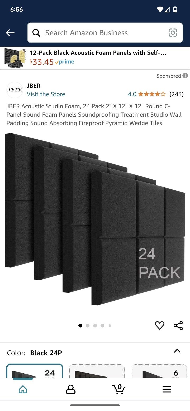 Acoustic Studio Foam Panels 24 Pack 2" X 12" X 12"
