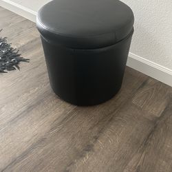 Black vegan leather storage poof!
