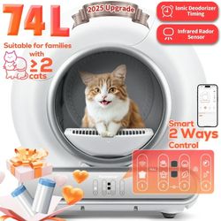 Famistar Self Cleaning Cat Litter Box, Automatic Cat Litter Box with APP Control, 65+9L Large Capacity