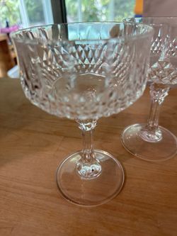 6 Cristal D'Arque longchamp coupe Tall Sherbet FRENCH heavy Lead Crystal / Set 6
