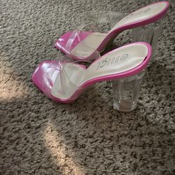 Pink And Clear Heels Size 10