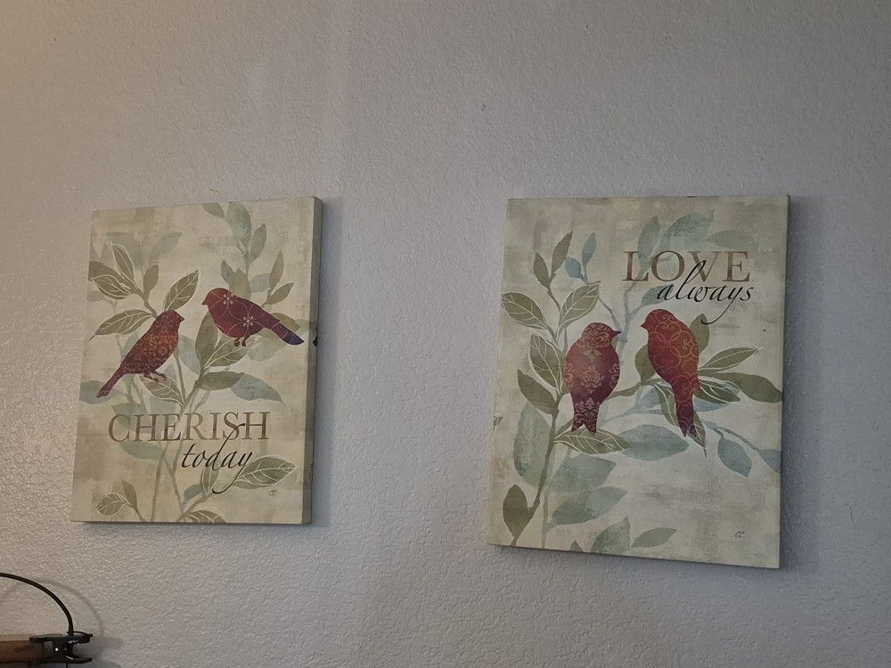 Canvas wall art printed red birds 12 x 12 Print