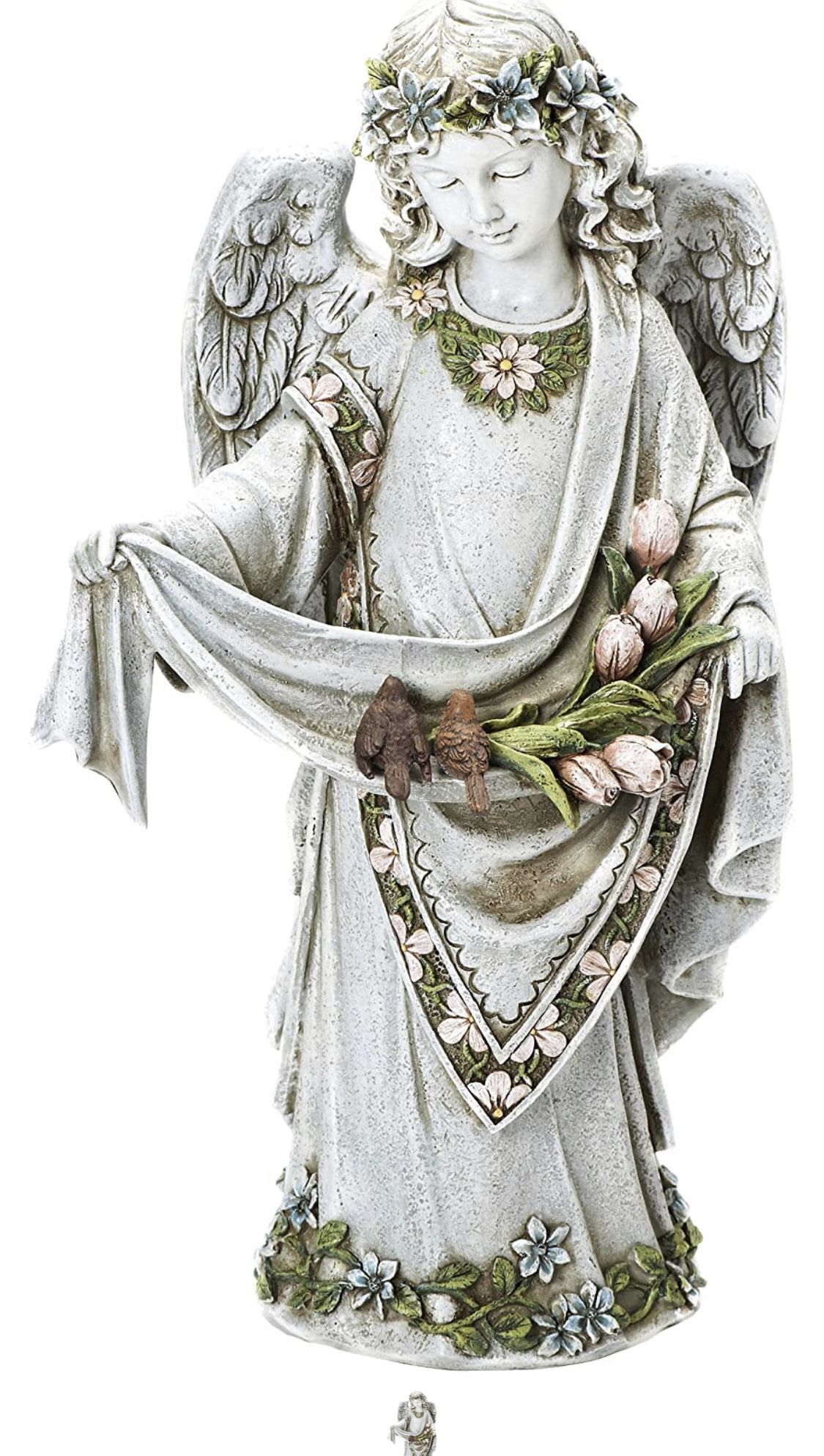 Roman Store 5.0 5.0 out of 5 stars 9 Reviews Roman Josephs Studio Inspirational Girl Angel Wearing Floral Trimmed Gown with Birds Garden Statue, 16.5-