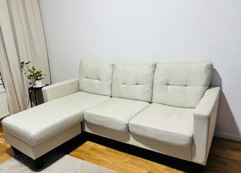 Light Beige 3-Seater Corner Sofa w/ Divan – Like New, 182 cm