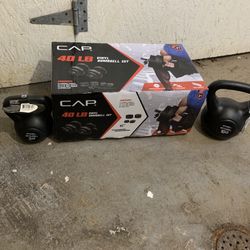 2 Kettle Bell With 40 Lbs Dumbbell Set